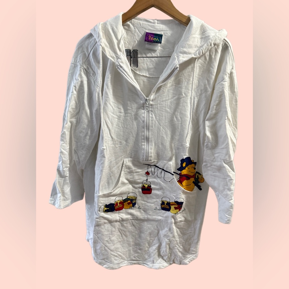 Vtg Disney Winnie the Pooh white hooded tunic top